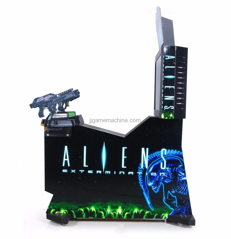 Adult alien  gun shooting arcade game machine side