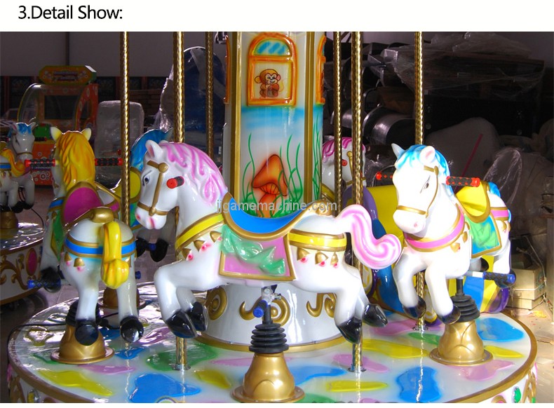 Luxury amusement park equipment 6 seats kids carousel horse