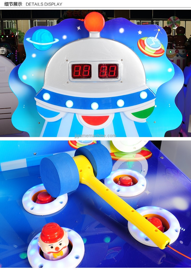 Newest Cute coin operated whac a mole hitting hammer game machine for kids