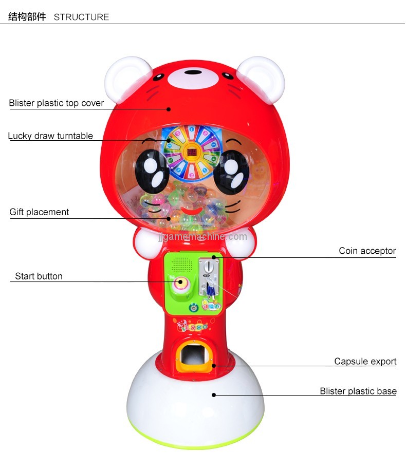 2018 new arrival capsule machine coin-operated toy vending machine plastic capsules