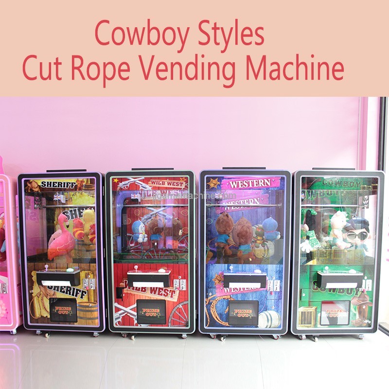 2018 new arrival CE approval coin operated arcade scissors cut rope toy vending machine