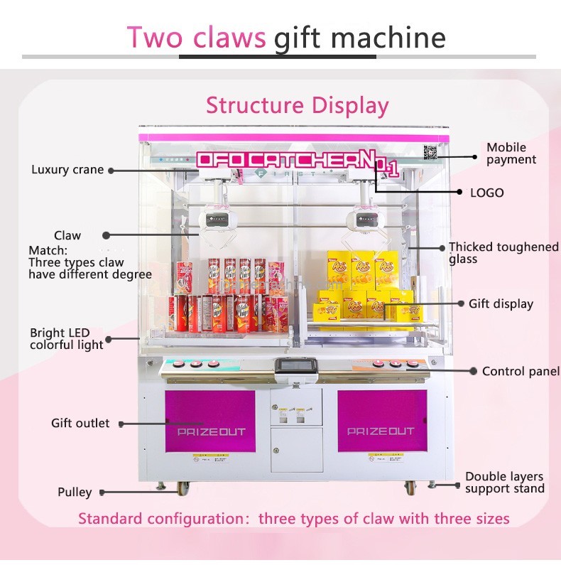 Japan style 99 play way cheap price CE approval claw crane machine gift vending machine