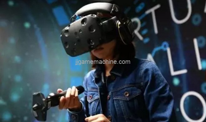 a woman with vr helmet