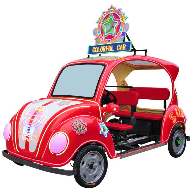 colorful pedal amusement park cars