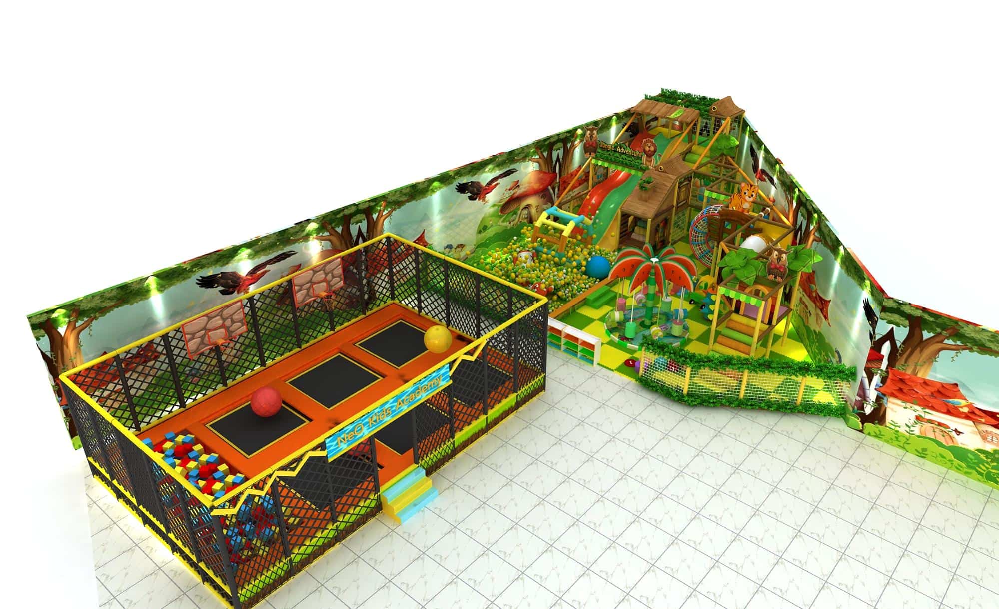 jungle style commercial children customized indoor soft playground